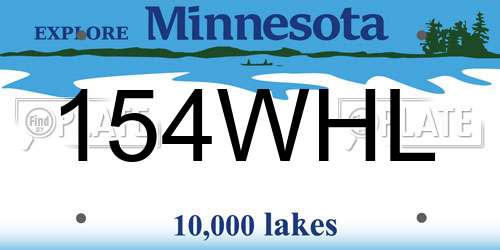 154WHL Minnesota License Plate