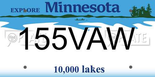155VAW Minnesota License Plate