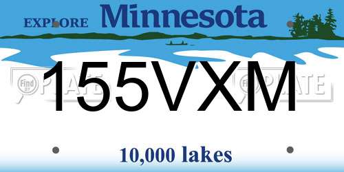155VXM Minnesota License Plate