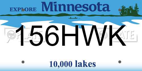 156HWK Minnesota License Plate