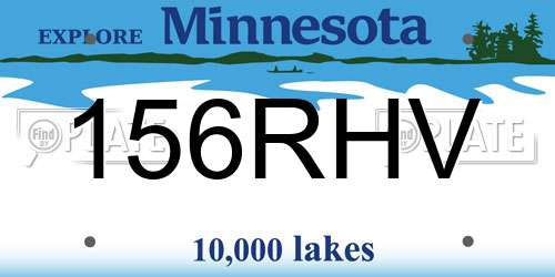156RHV Minnesota License Plate