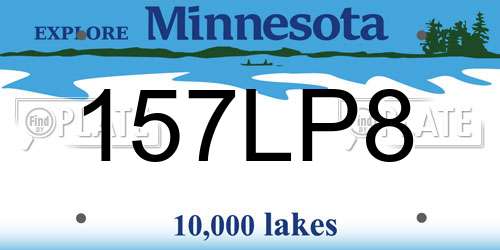 157LP8 Minnesota License Plate