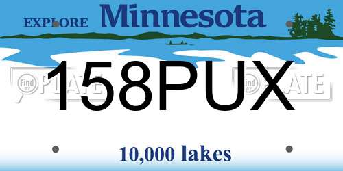 158PUX Minnesota License Plate