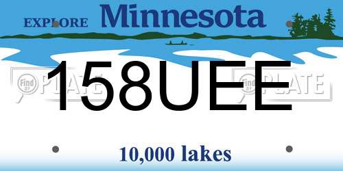 158UEE Minnesota License Plate