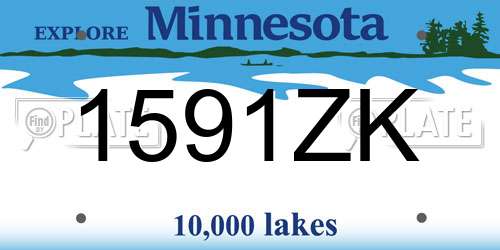 1591ZK Minnesota License Plate