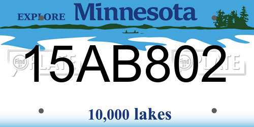 15AB802 Minnesota License Plate