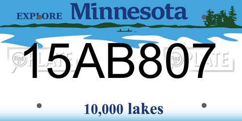 15AB807 Minnesota License Plate