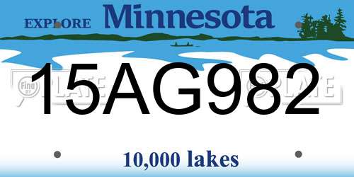 15AG982 Minnesota License Plate