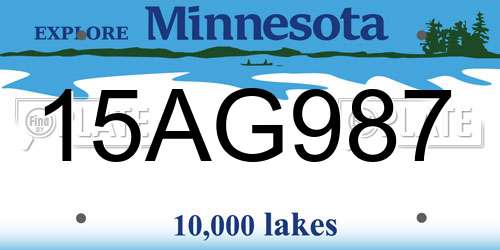 15AG987 Minnesota License Plate