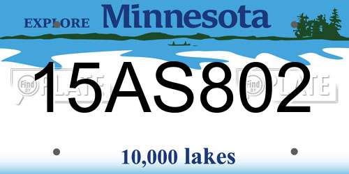 15AS802 Minnesota License Plate
