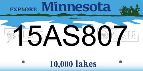 15AS807 Minnesota License Plate