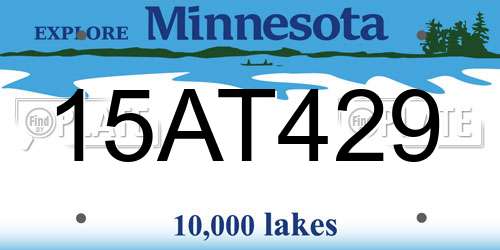 15AT429 Minnesota License Plate