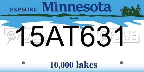15AT631 Minnesota License Plate