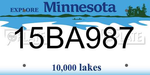 15BA987 Minnesota License Plate