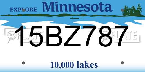 15BZ787 Minnesota License Plate