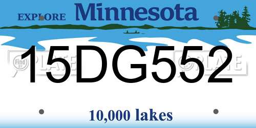 15DG552 Minnesota License Plate