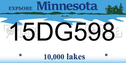 15DG598 Minnesota License Plate