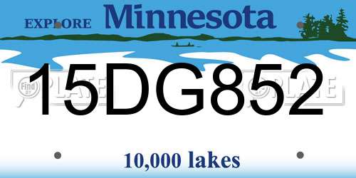 15DG852 Minnesota License Plate
