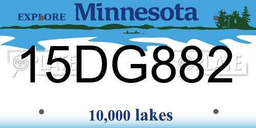 15DG882 Minnesota License Plate