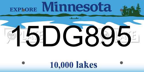 15DG895 Minnesota License Plate