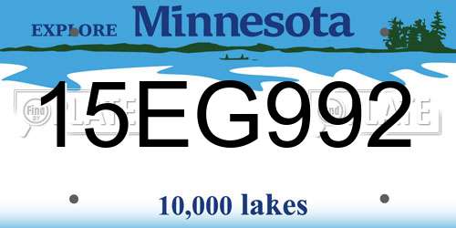 15EG992 Minnesota License Plate
