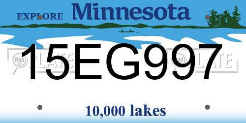 15EG997 Minnesota License Plate