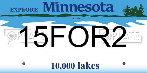 15FOR2 Minnesota License Plate