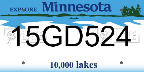 15GD524 Minnesota License Plate