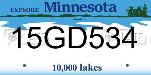 15GD534 Minnesota License Plate