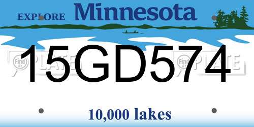 15GD574 Minnesota License Plate