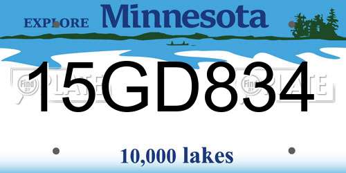 15GD834 Minnesota License Plate