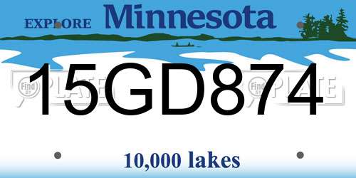 15GD874 Minnesota License Plate