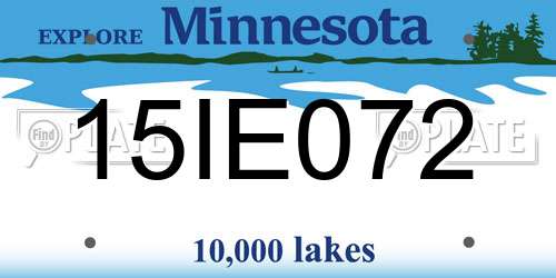 15IE072 Minnesota License Plate