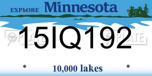 15IQ192 Minnesota License Plate