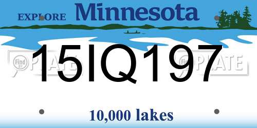 15IQ197 Minnesota License Plate