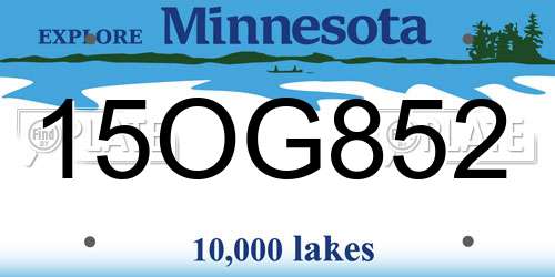15OG852 Minnesota License Plate
