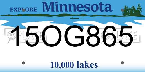 15OG865 Minnesota License Plate