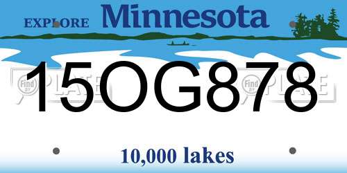 15OG878 Minnesota License Plate
