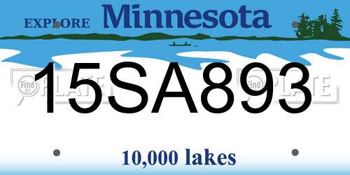 15SA893 Minnesota License Plate