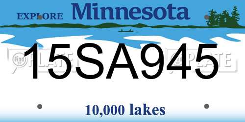 15SA945 Minnesota License Plate