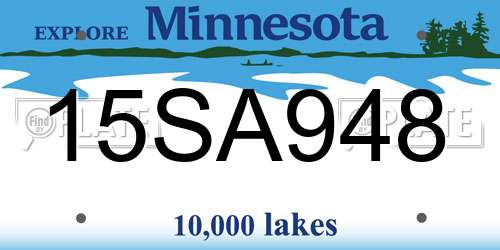 15SA948 Minnesota License Plate