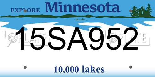 15SA952 Minnesota License Plate
