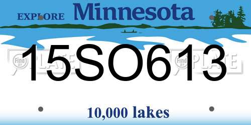 15SO613 Minnesota License Plate