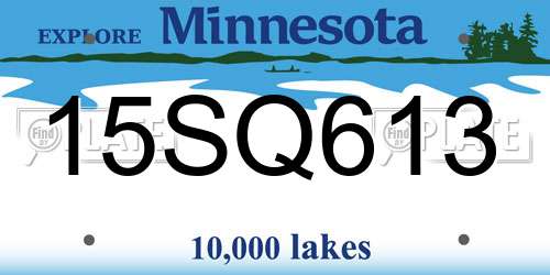 15SQ613 Minnesota License Plate