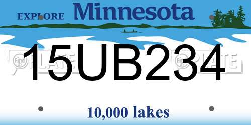 15UB234 Minnesota License Plate