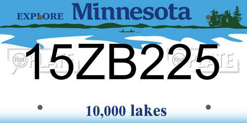 15ZB225 Minnesota License Plate