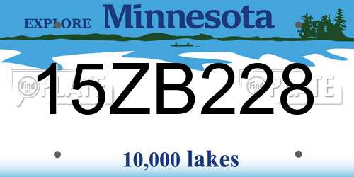 15ZB228 Minnesota License Plate