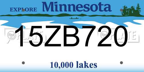 15ZB720 Minnesota License Plate