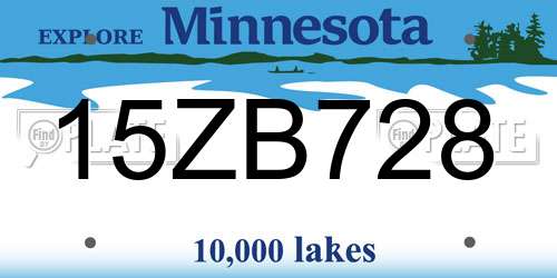 15ZB728 Minnesota License Plate