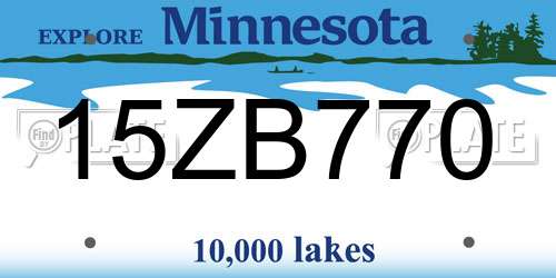 15ZB770 Minnesota License Plate